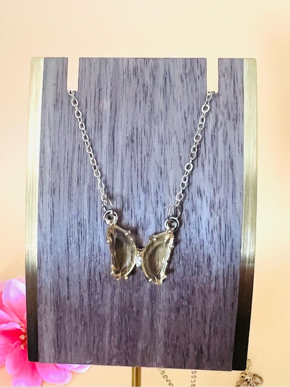 14KGP Yellow butterfly pendant & necklace